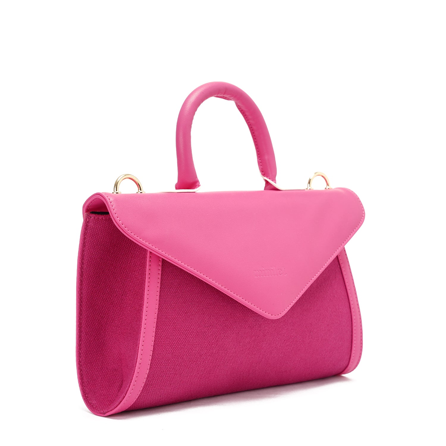 Fuschia x Fuschia Leather Canvas Crossbody Bag