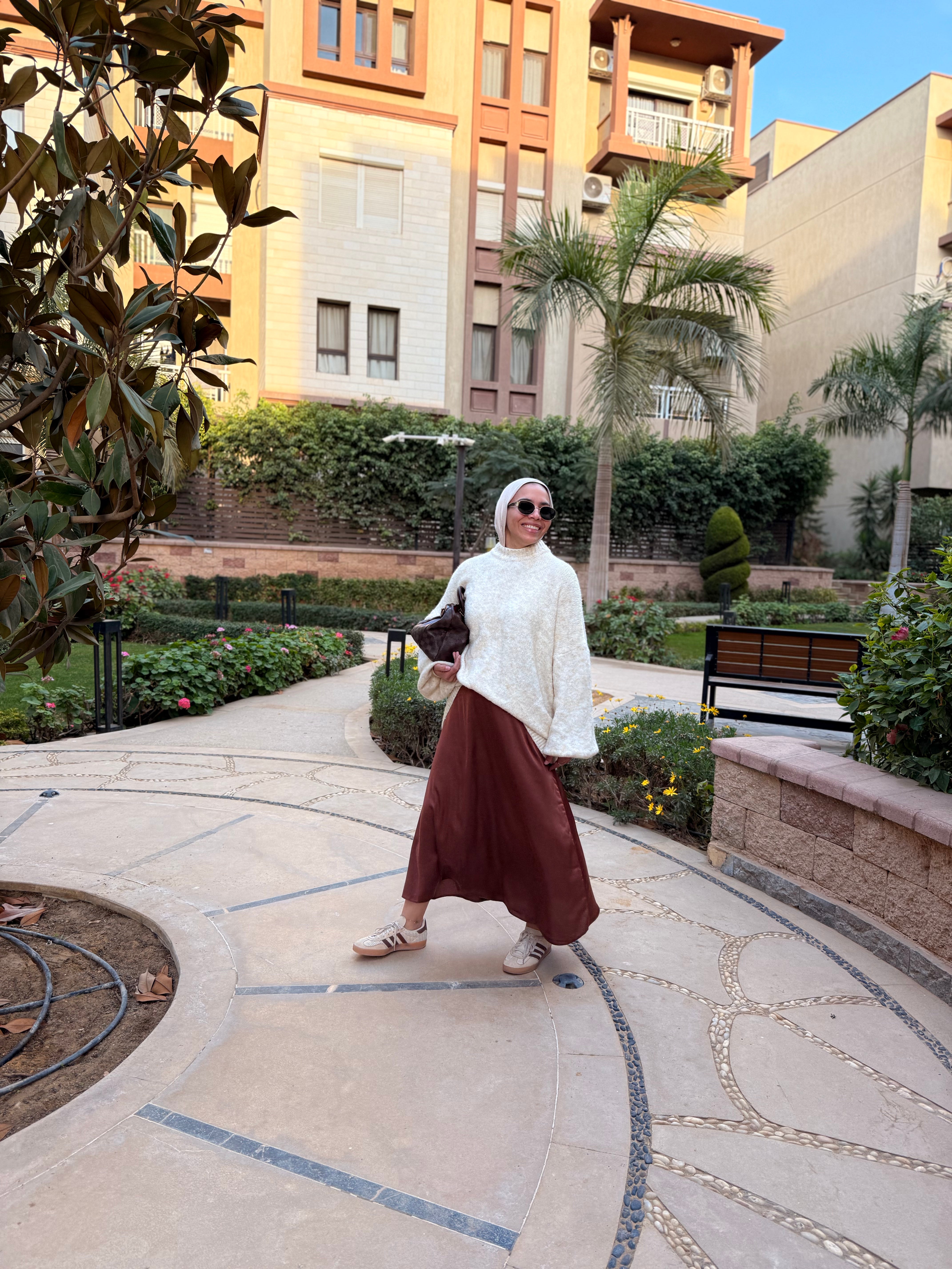 Brown | Maxi Satin Skirt