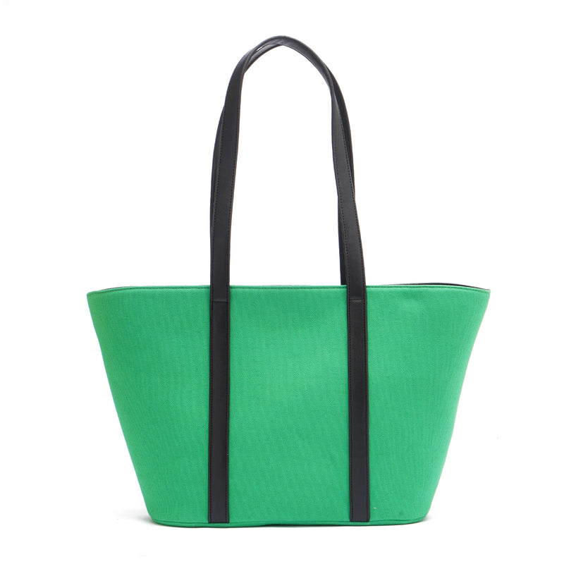 Green | Leather x Canvas Tote