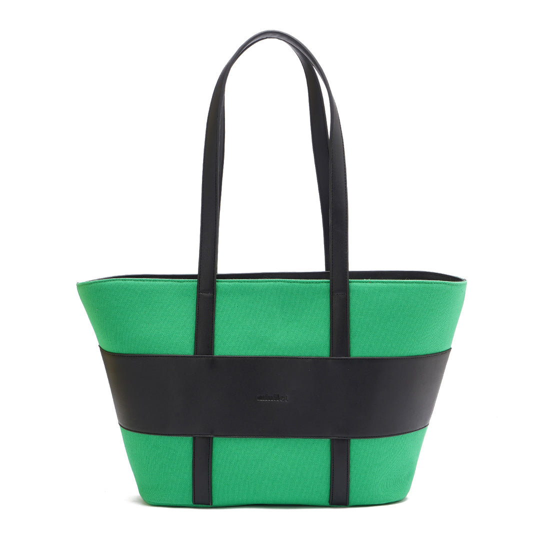 Green | Leather x Canvas Tote