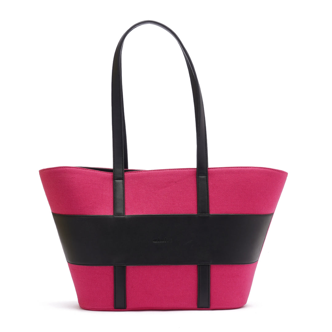 Fuschia | Leather x Canvas Tote