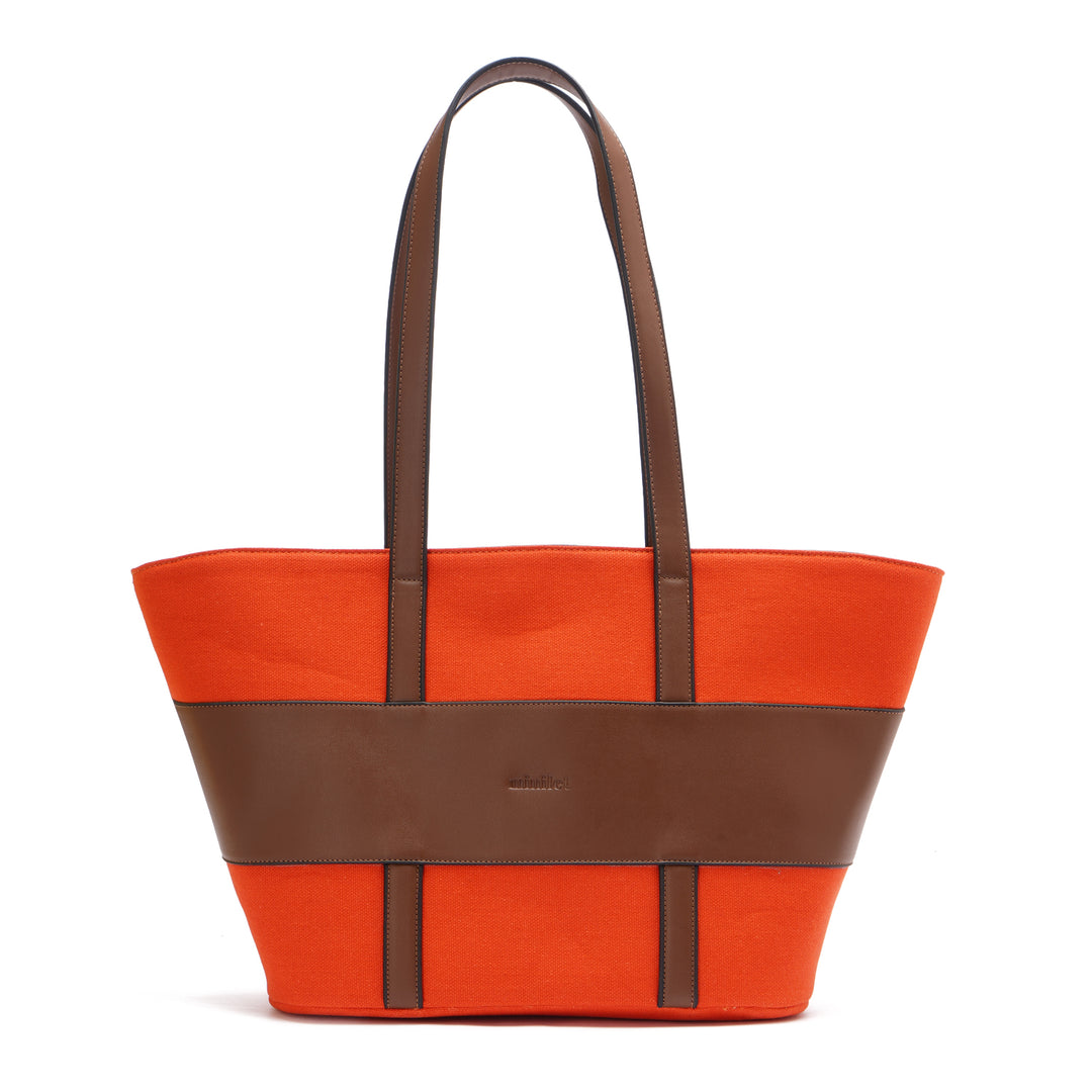 Orange | Leather x Canvas Tote