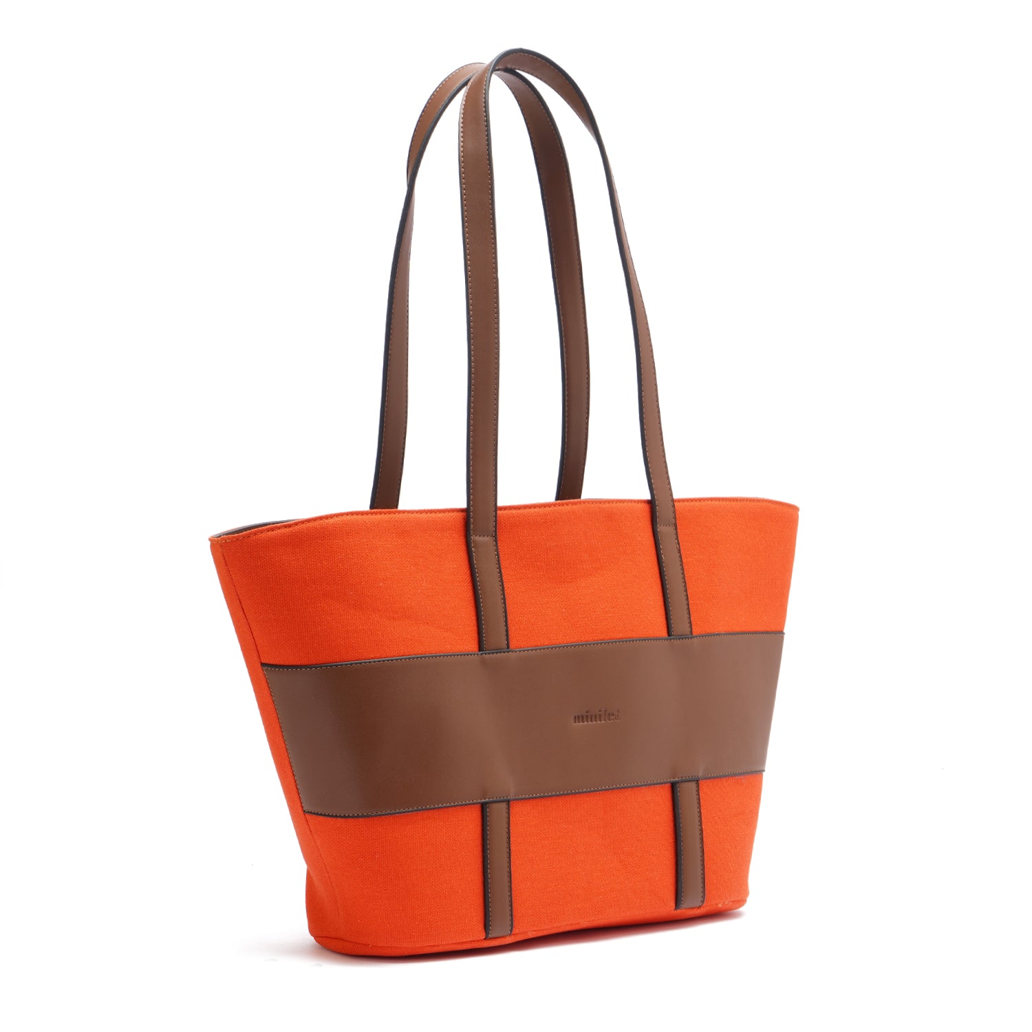 Orange | Leather x Canvas Tote