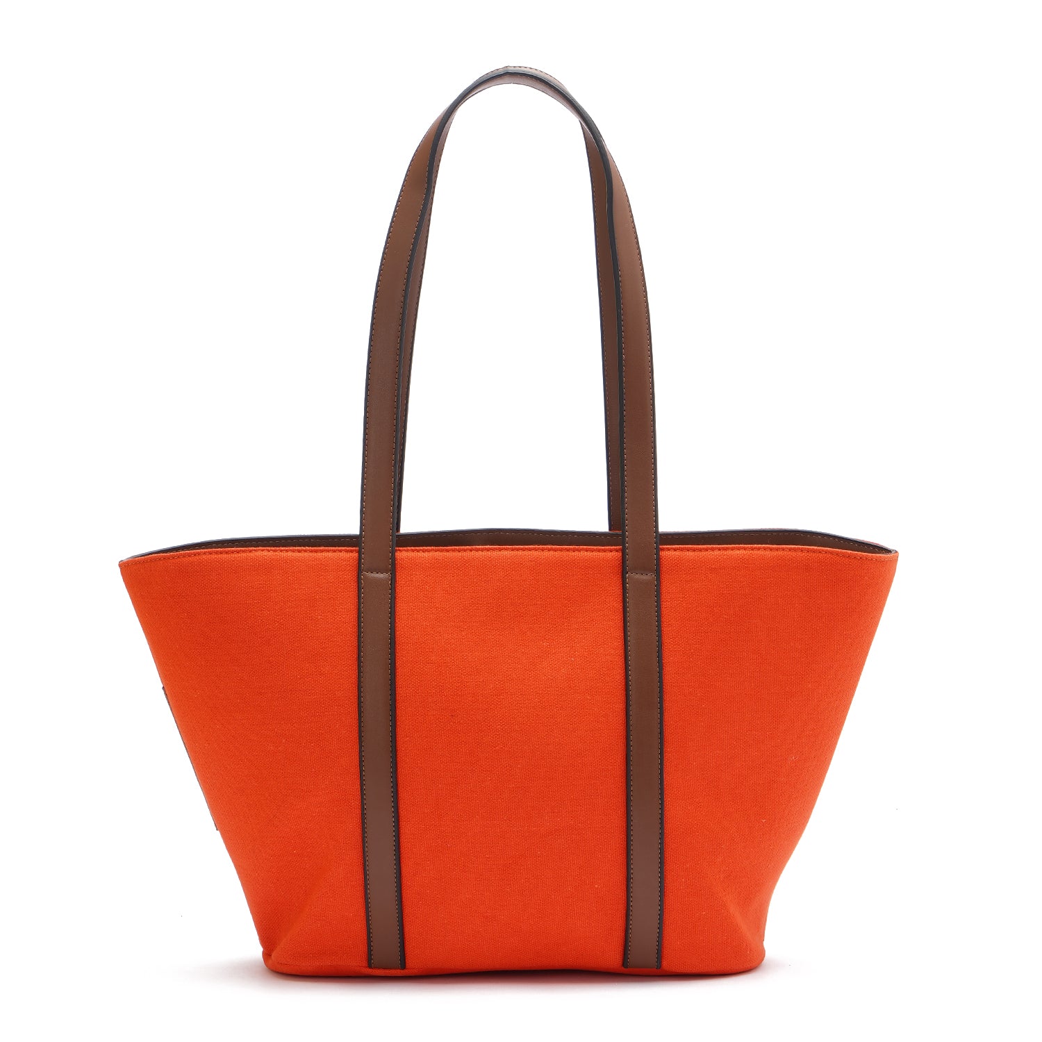 Orange | Leather x Canvas Tote