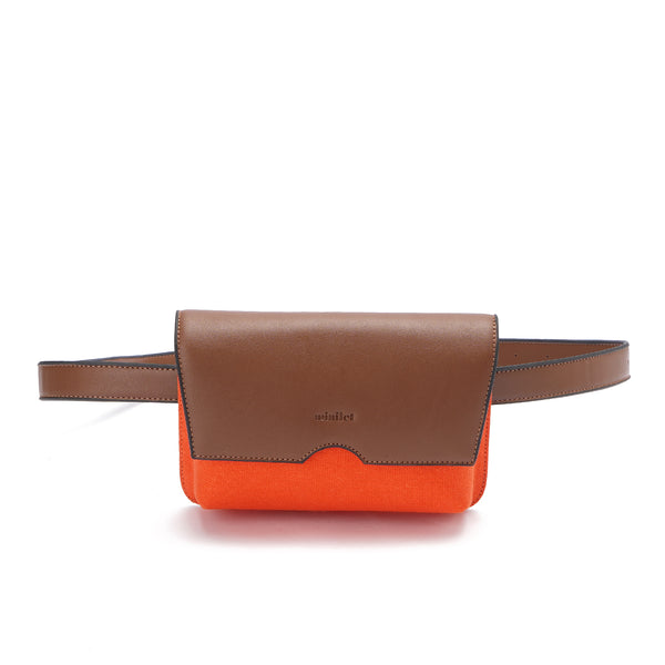 Orange | Leather x Canvas Belt Bag